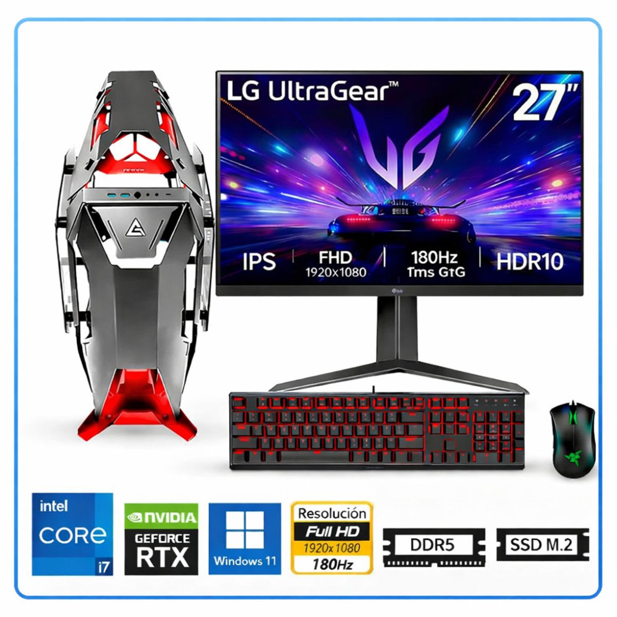 INTEL - Computadora Enovu Core i7-14700KF 16GB 1TB SSD 27" RTX 5060 8GB Windows 11 Pro