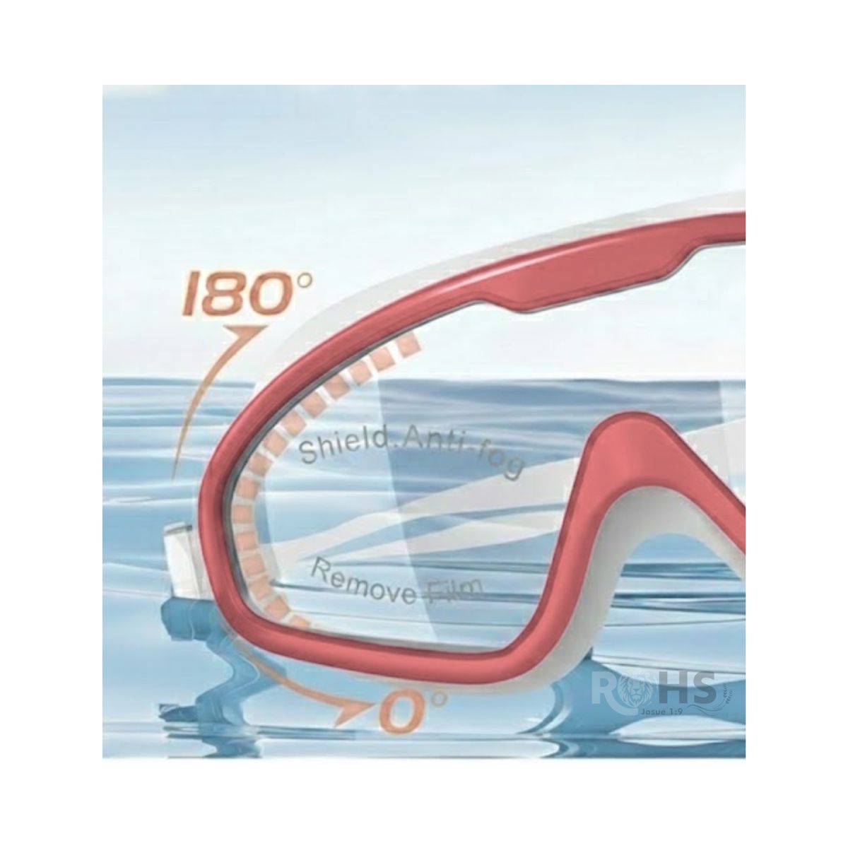 OEM - Lentes de Natación con Protección UV y Tapones de Oído - Color rojo pastel