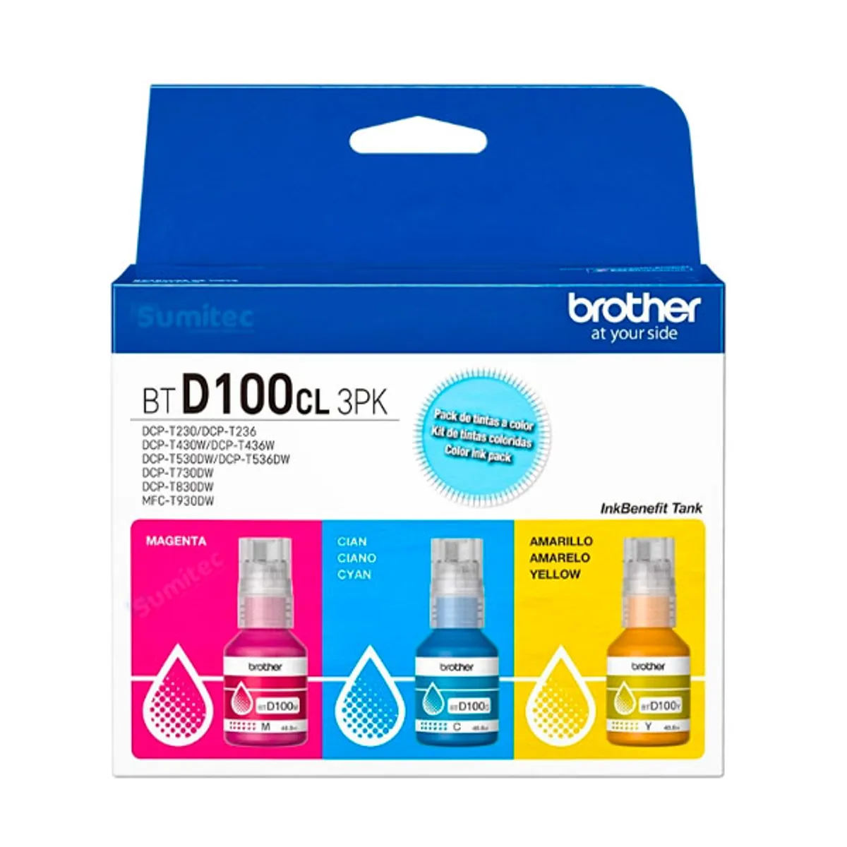 BROTHER - TINTA BROTHER TRI-PACK BTD100CL 3PK COLOR P T430DW T530DW T730DW T830DW T930DW