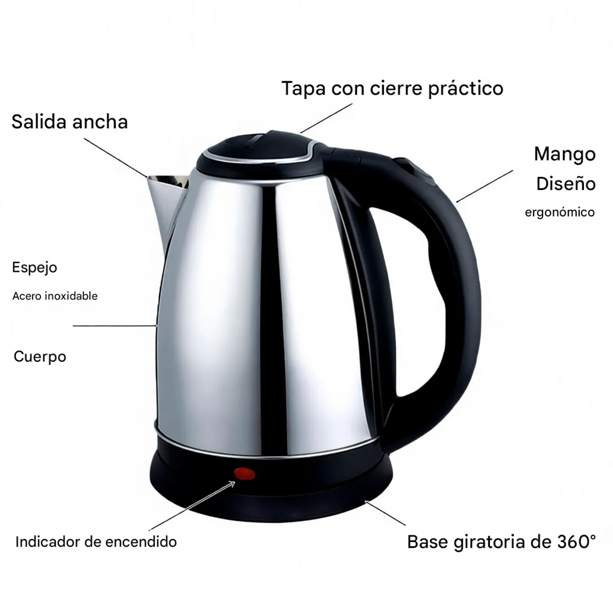 RAFF - Raf R.7816 Hervidor Eléctrico 2 Litros 1500w Base Giratorio