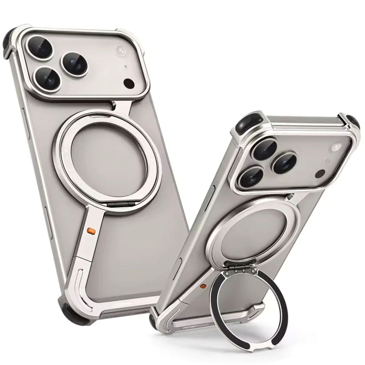 GENERICO - Funda De Titanio para iPhone 17 Pro Max Soporte giratorio de 360 - Titanio