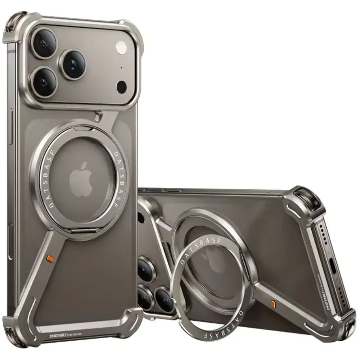 GENERICO - Funda De Titanio para iPhone 17 Pro Max Soporte giratorio de 360 - Titanio