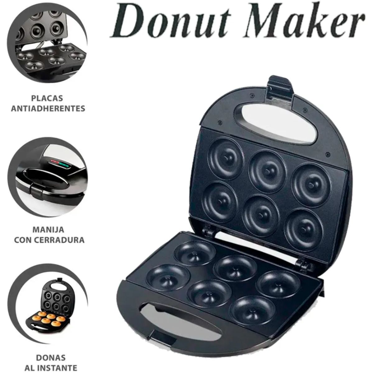 GENERICO - Máquina RAF R.247 Mini Donas Antiadherente 750w Para 6 Donas