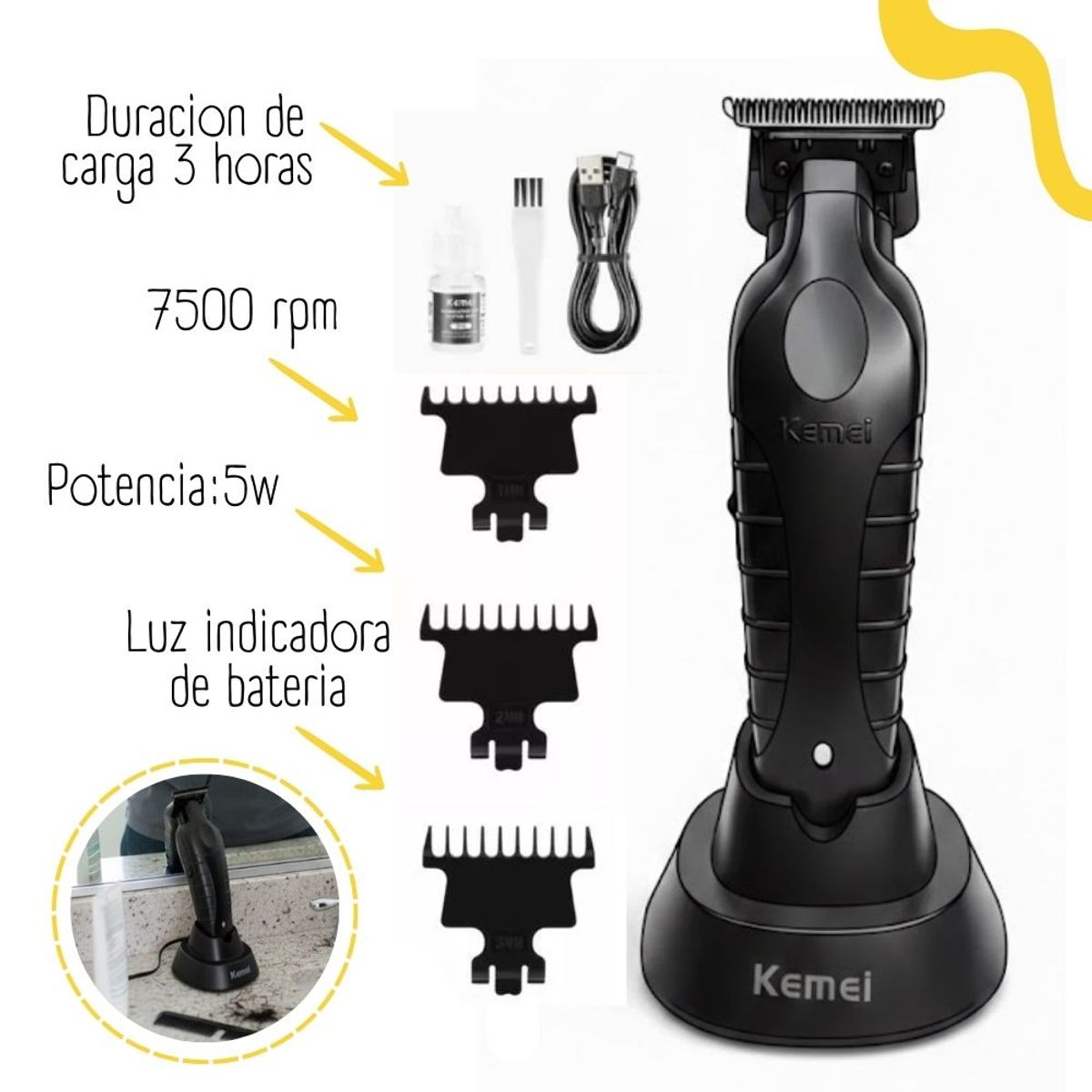 KEMEI - TRIMMER RECARGABLE KEMEI KM-2299 CON BASE