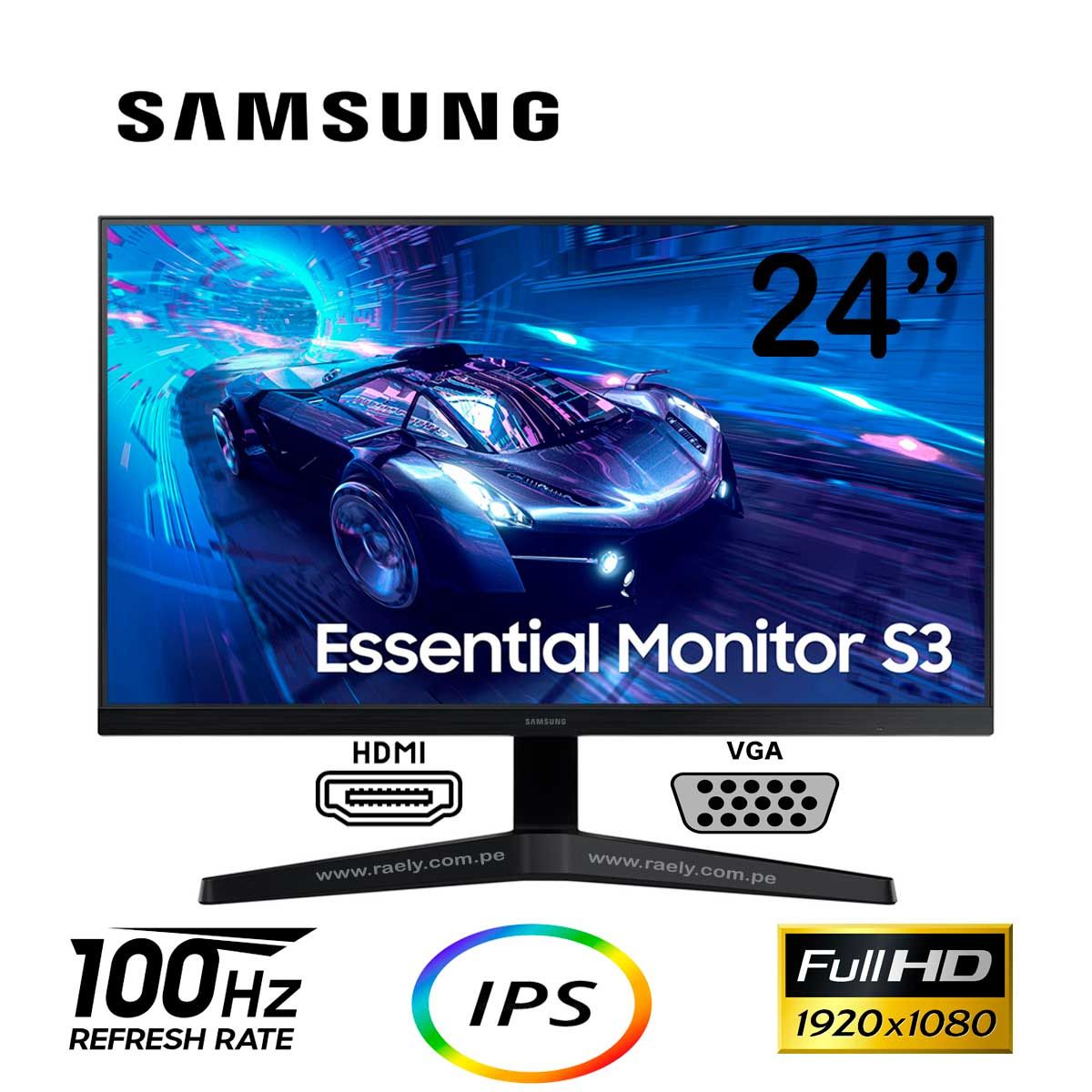 SAMSUNG - Monitor samsung LS24F330EAL essential s3 fhd 100hz 24 24F330