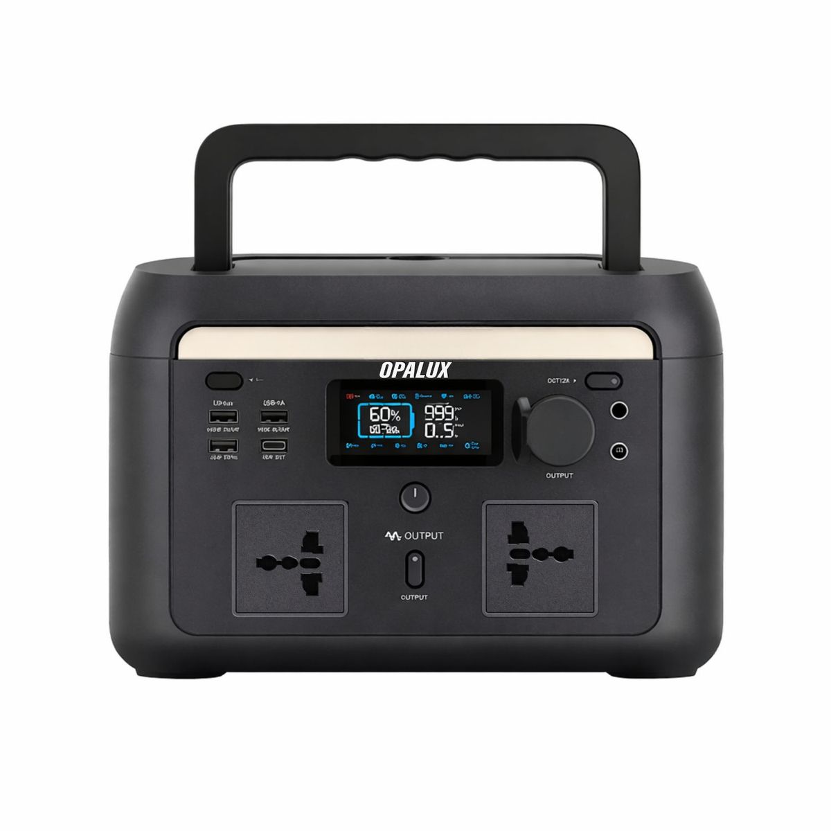OPALUX - Generador Eléctrico Portátil 600W 512Wh Power Station con USB-C y Salidas AC
