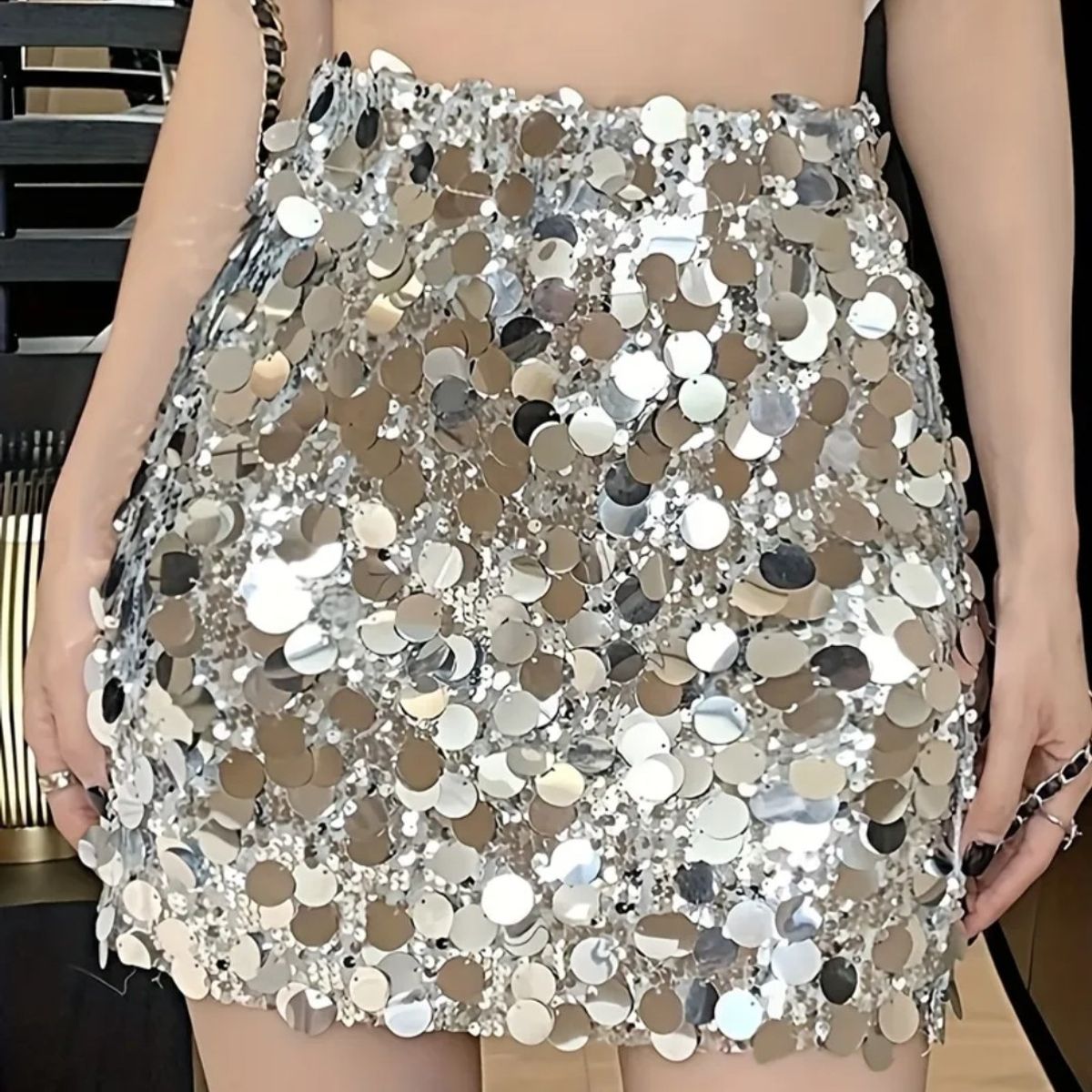 GENERICO - FALDA MINI CON LENTEJUELAS ELEGANTE - EMMARI