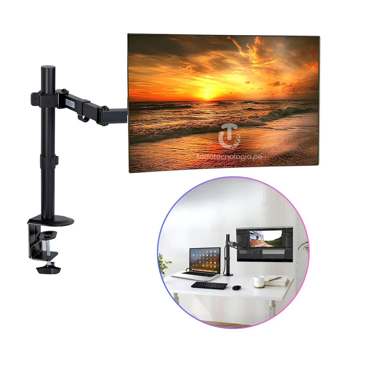 GENERICO - Rack Brazo Soporte Metal Monitor 15-33 Brazo Ajustable Vesa