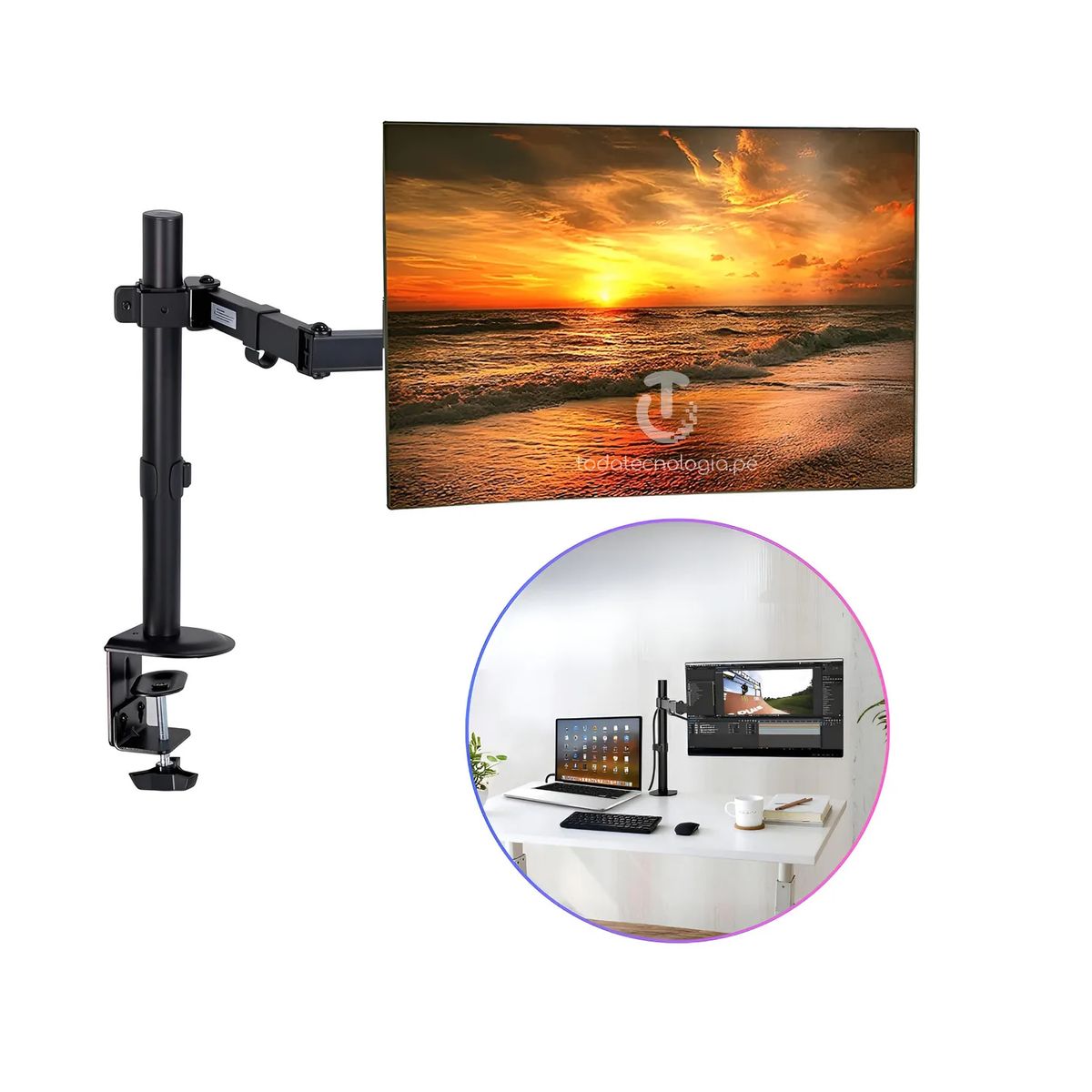 GENERICO - Rack Brazo Soporte Metal Monitor 15-33 Brazo Ajustable Vesa