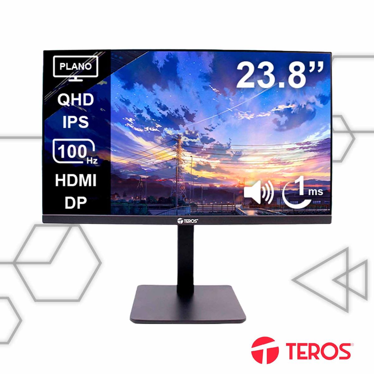TEROS - Monitor Plano TE-2416CS 238” QHD IPS 100Hz Cámara 5MP