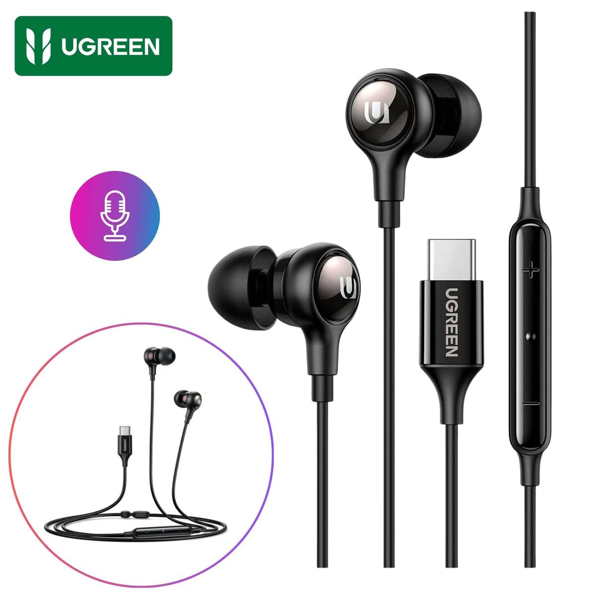UGREEN - Audifono UGREEN Type C In-Ear Con Micrófono UGREEN con Micrófono y  Control de Volumen