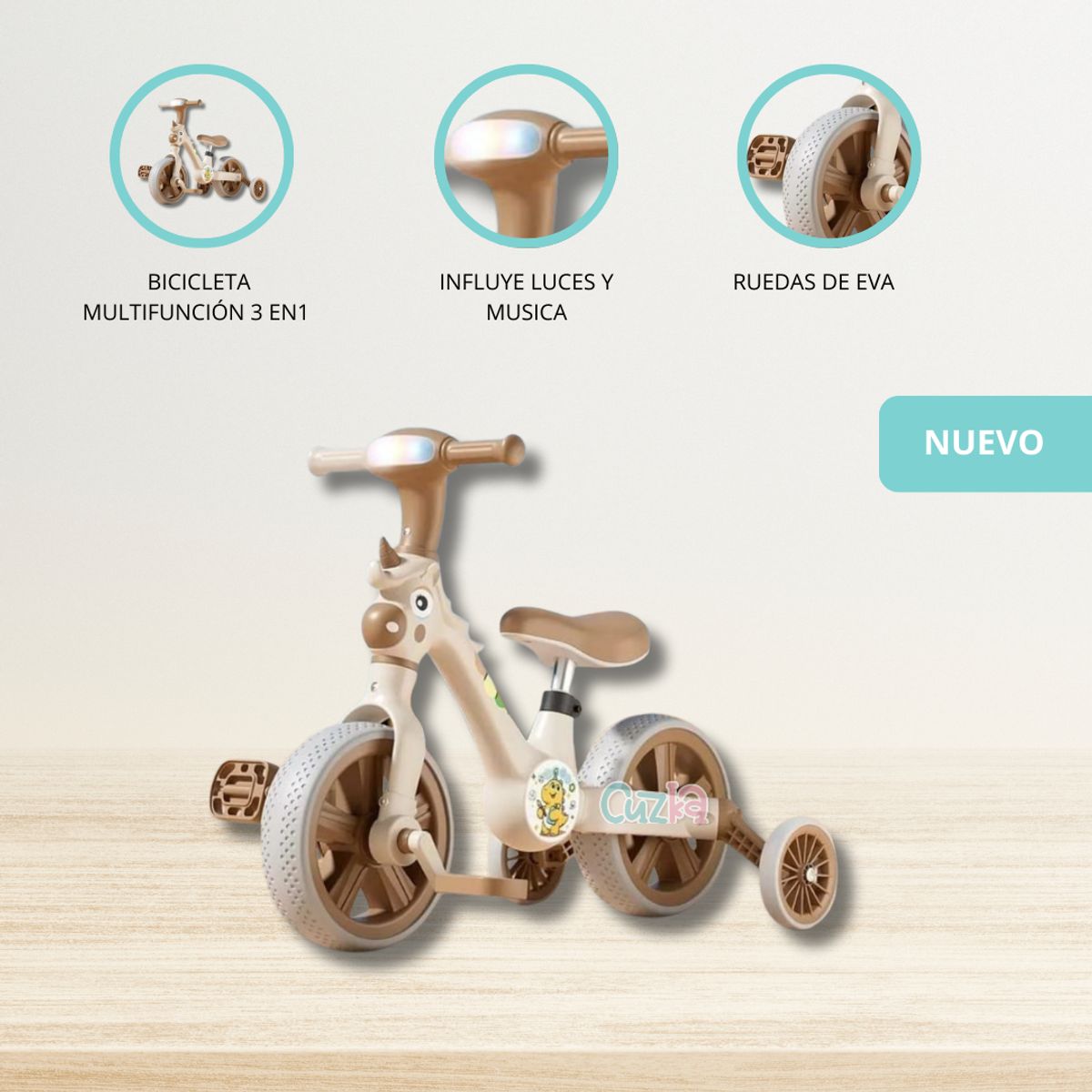 GENERICO - Bicicleta de Balance para Niños «UNICORNIO» CHOCOLATE