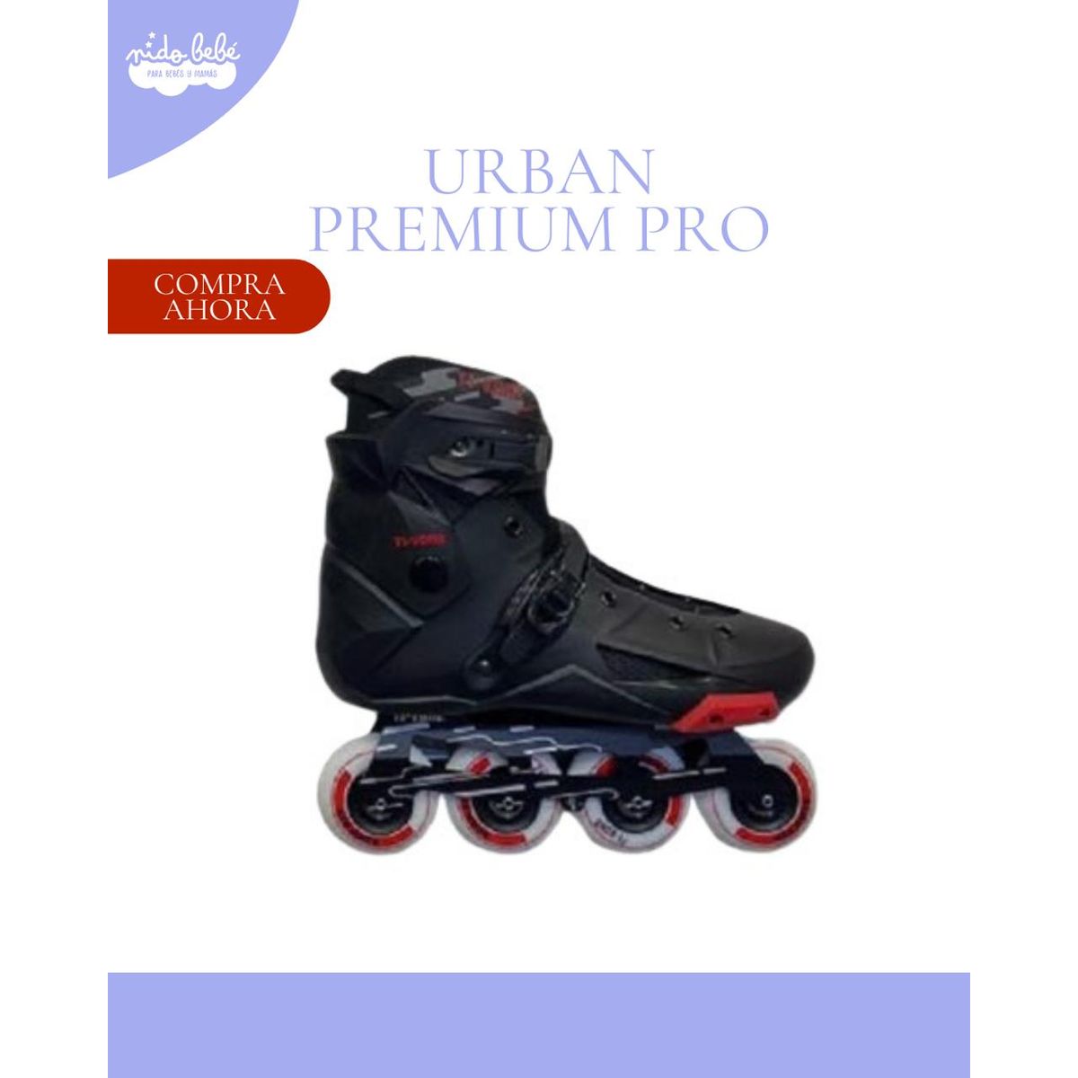 GENERICO - PATINES URBBAN PREMIUM PRO - COLOR NEGRO CON ROJO - TALLA 35 - 44