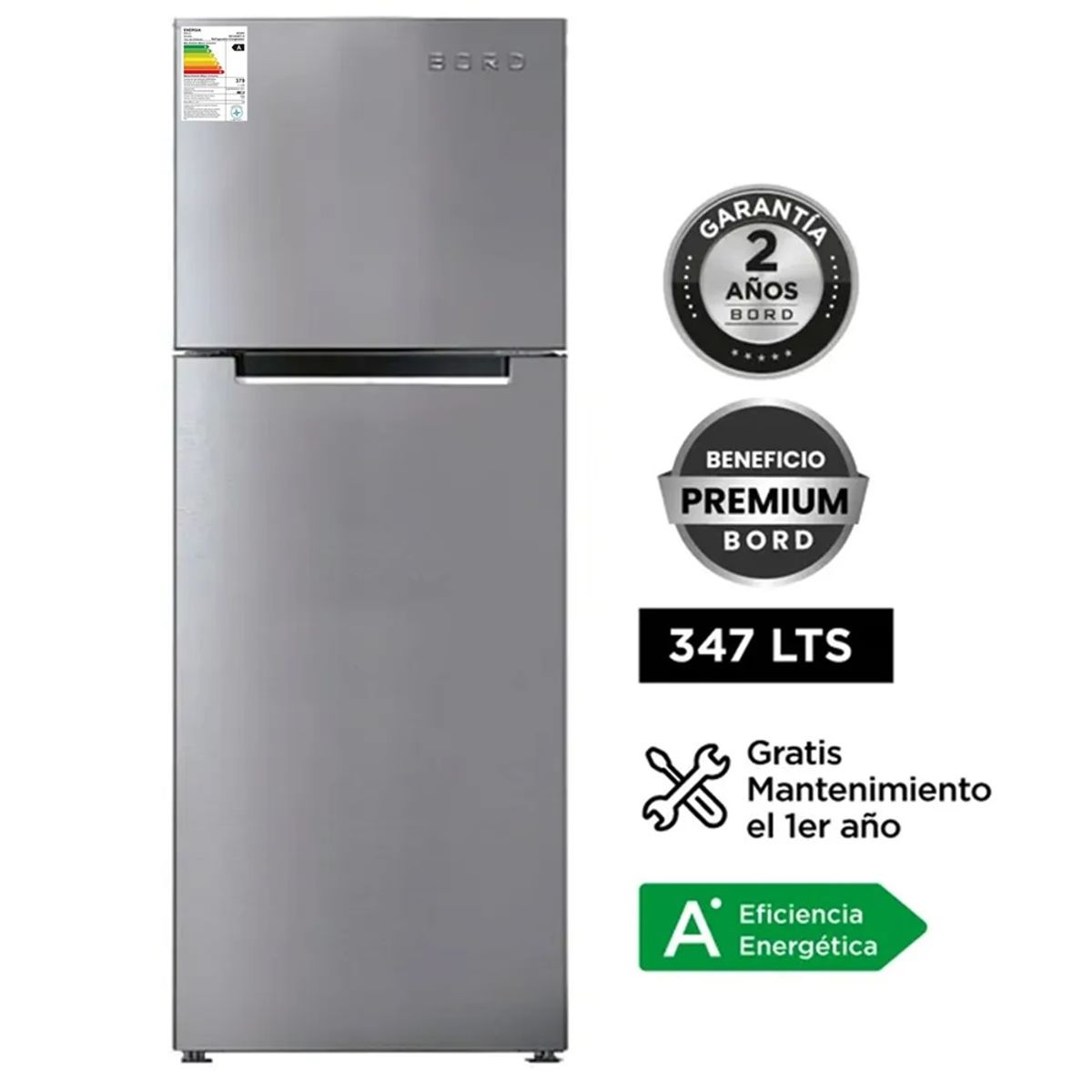 BORD - REFRIGERADORA BORD 347L NO FROST RE340NFI-H PLATEADA