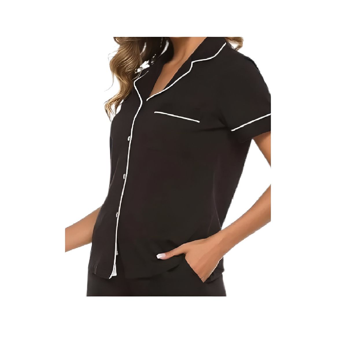 OTTOWARE - PIJAMA CAMISERO DAMA NEGRO