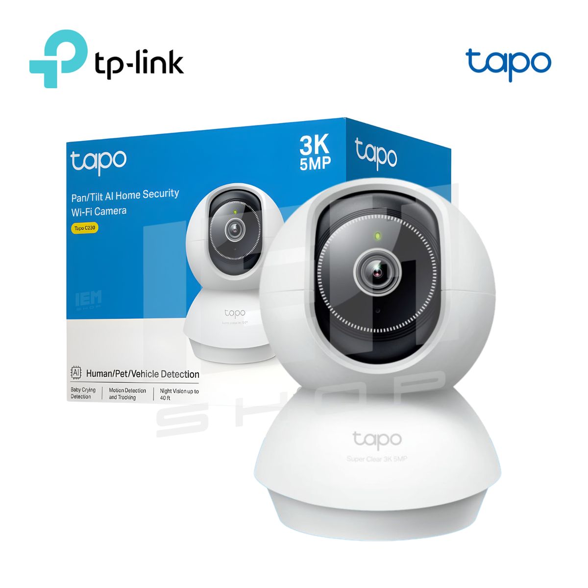 TP LINK - Cámara de seguridad Tapo C230 para interior 3K 5MP detección IA avanzada