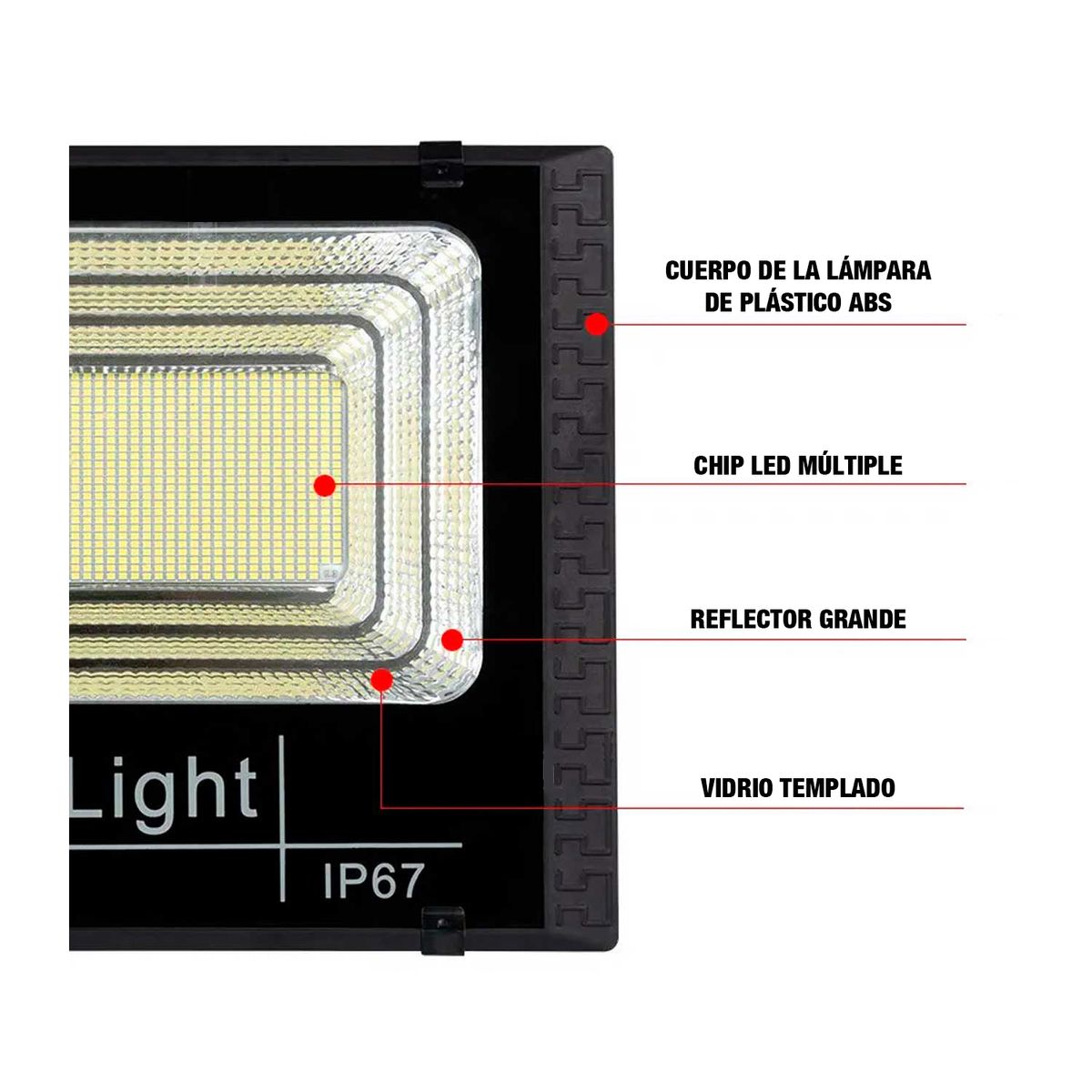 GENERICO - Reflector Solar 2 Unidades + Panel Solar Luz Blanca Seguridad Negro Blanco Frío
