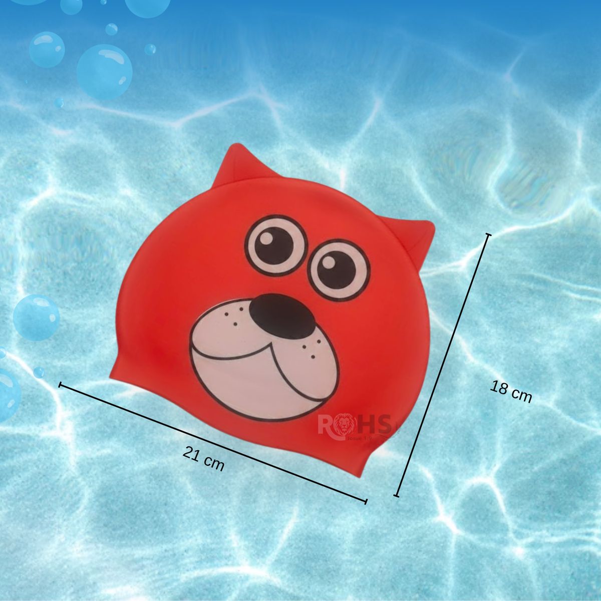 ROHS - Pack Gorro Rojo  + Lentes de Natación Con Diseño de Cangrejo Para Niños