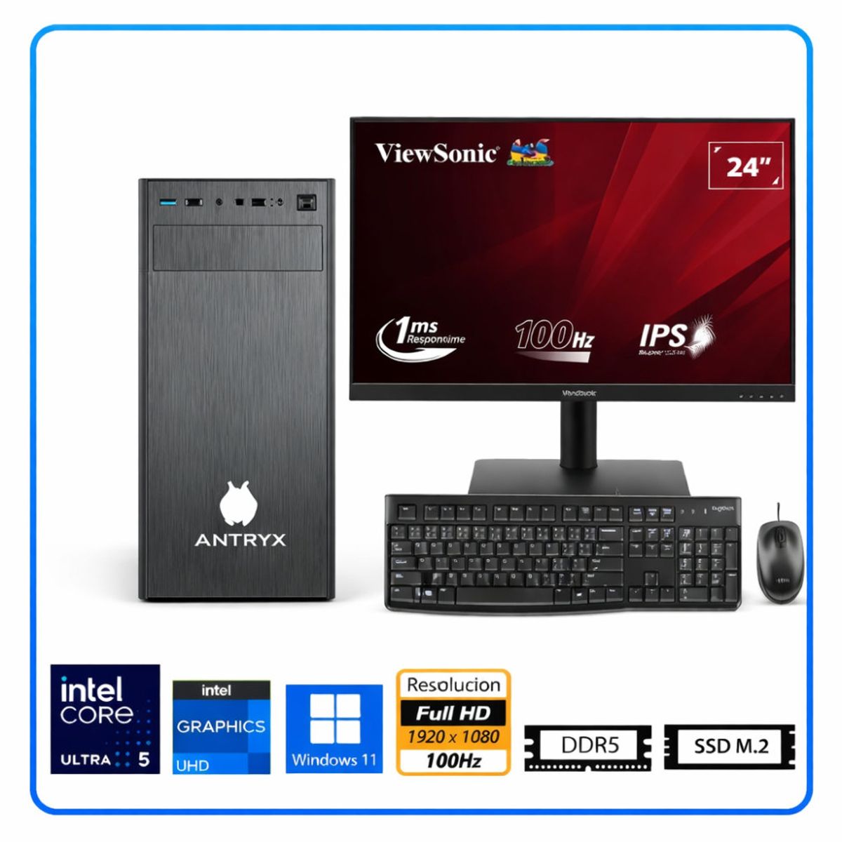 INTEL - Computadora Enovu Core Ultra 5 225 8GB 512GB SSD 24" Intel Graphics Windows 11 Pro