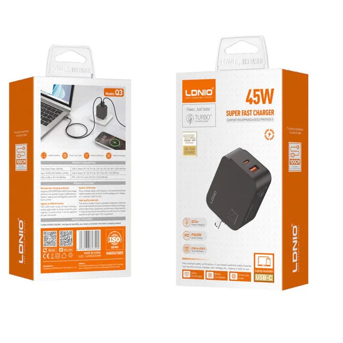 LDNIO - Adaptador LDNIO Q3 de 45W Carga Super Rapida