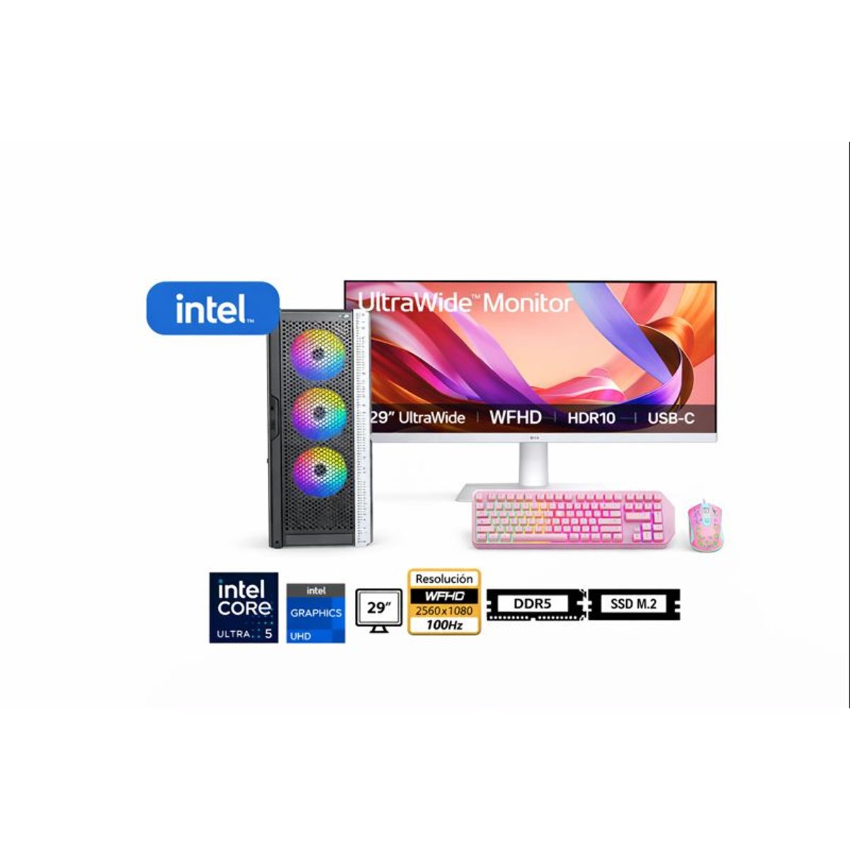INTEL - Computadora Enovu Core Ultra 5 225 16GB 512GB SSD 29" Intel UHD Windows 11 Pro