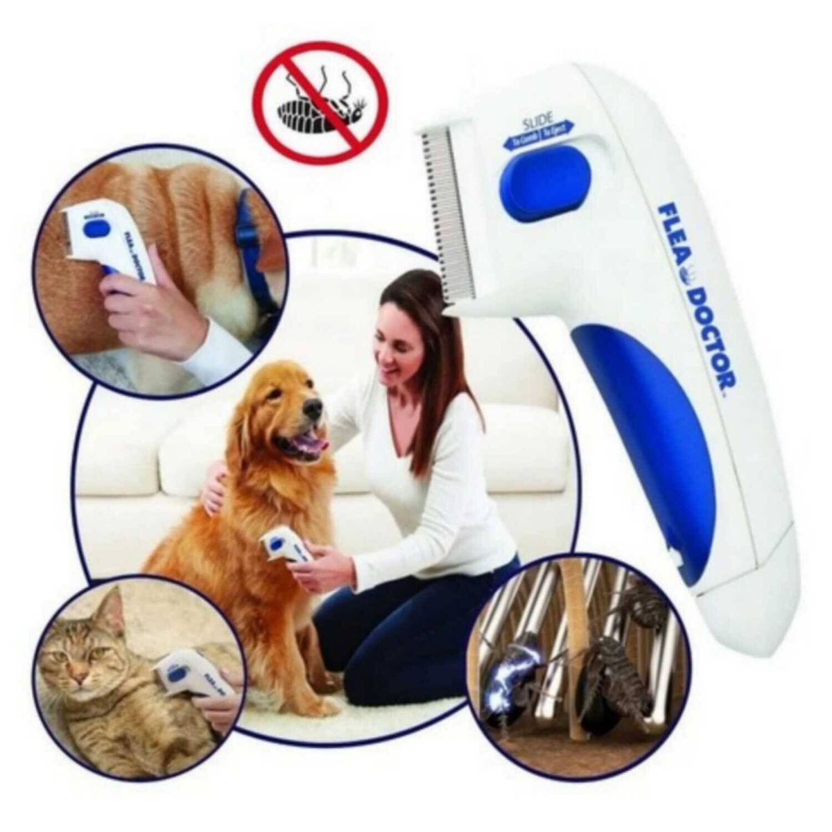 GENERICO - Peine Electrico Mata Pulga Para Perros y Gatos