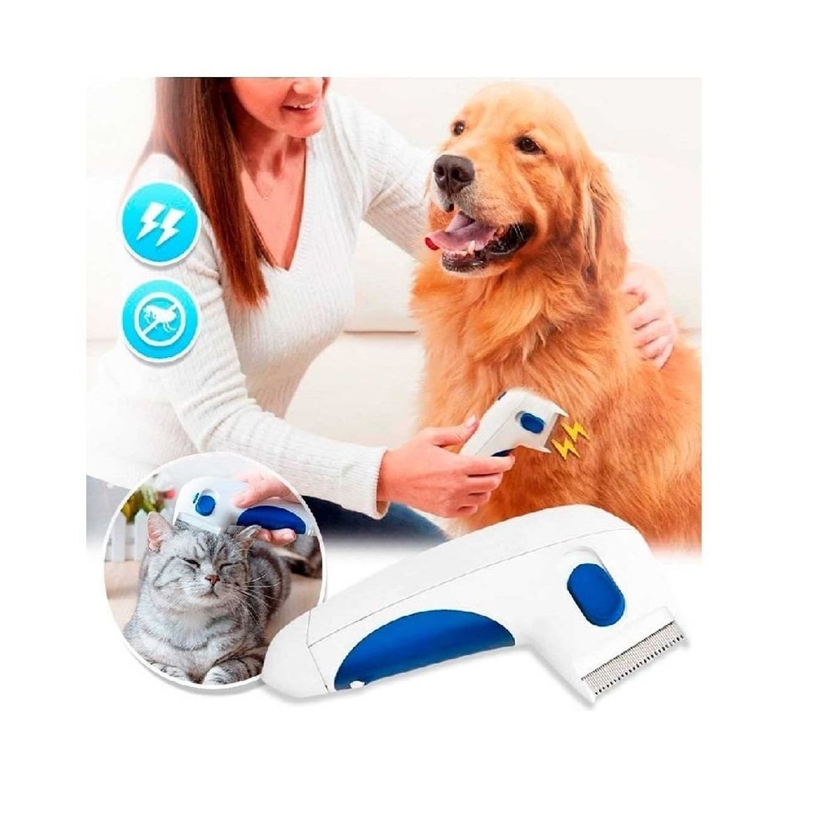 GENERICO - Peine Electrico Mata Pulga Para Perros y Gatos