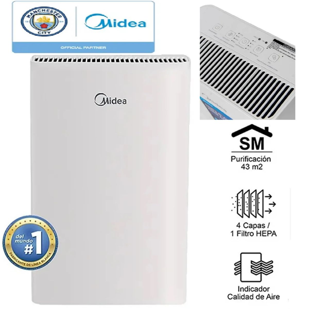 MIDEA - Purificador De Aire Midea Filtro Hepa Silencioso 50 W