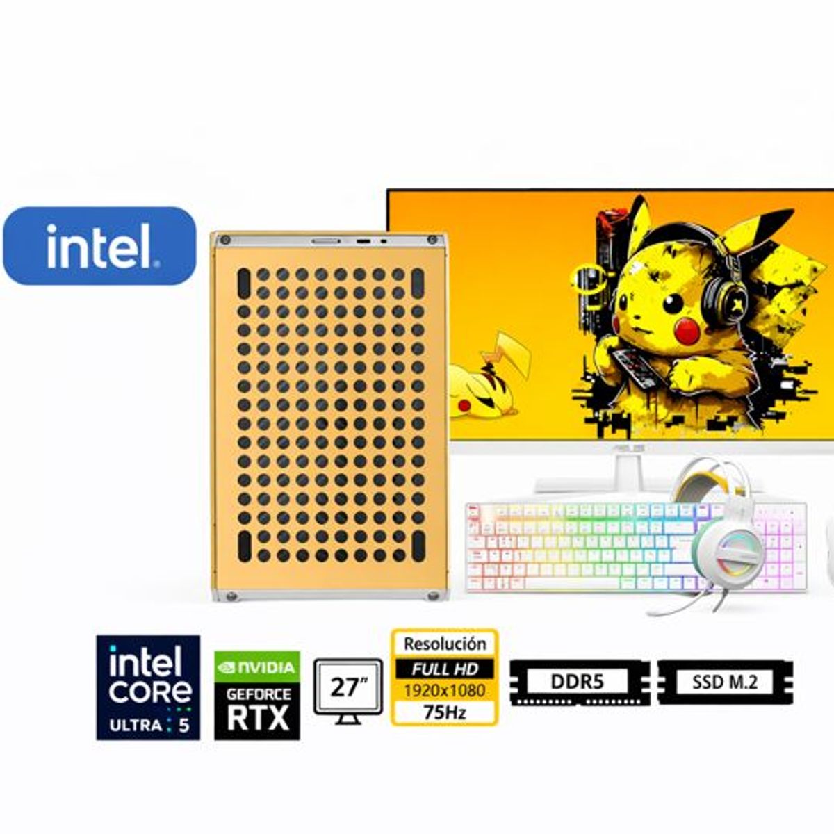 INTEL - Computadora Enovu Core Ultra 5 225F 8GB 500GB SSD 27" RTX 3050 6GB Windows 11 Pro