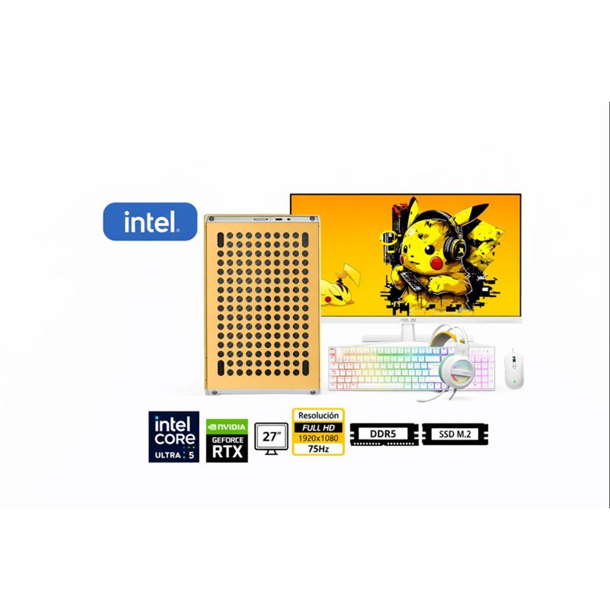 INTEL - Computadora Enovu Core Ultra 5 225F 8GB 500GB SSD 27" RTX 3050 6GB Windows 11 Pro