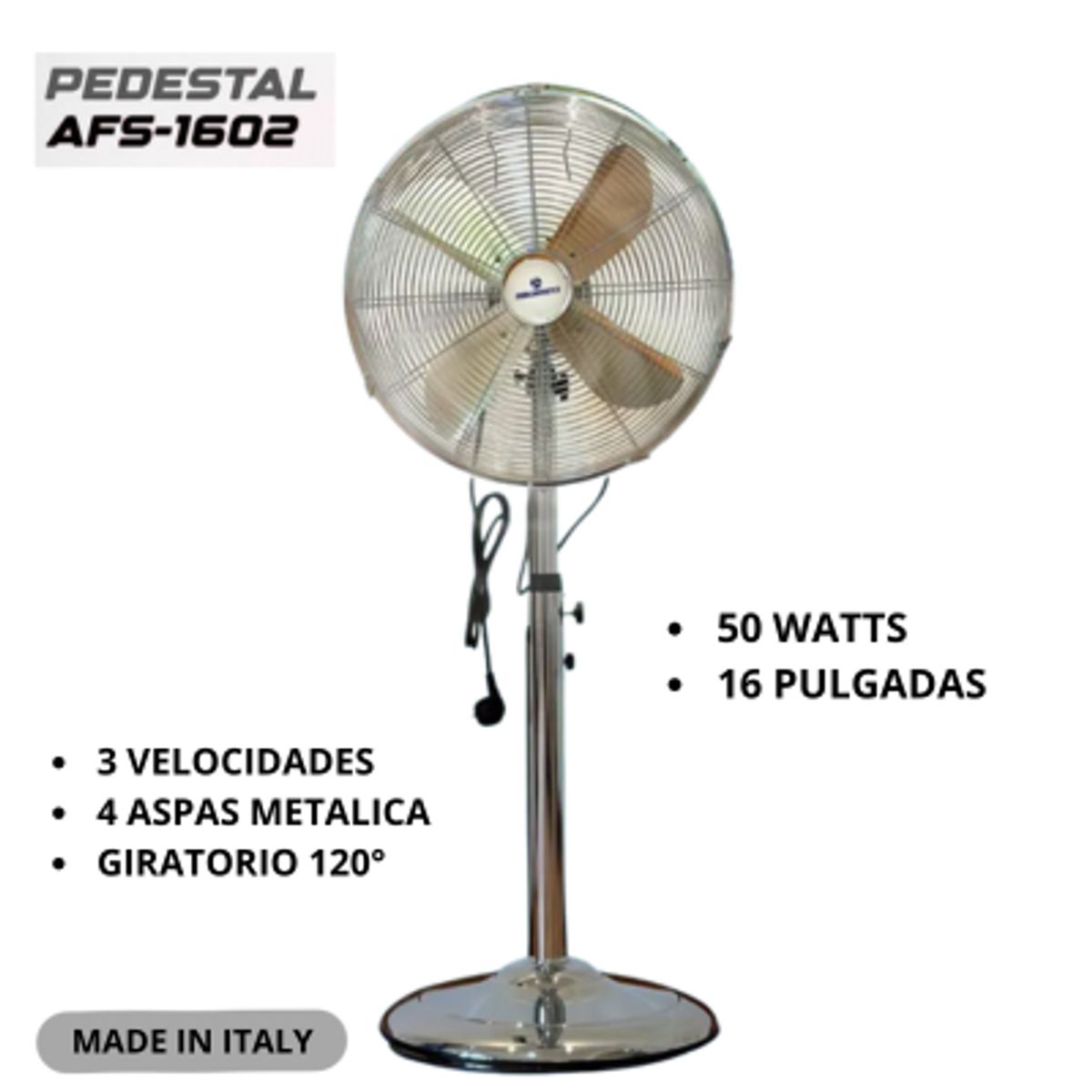 GENERICO - VENTILADOR DE PEDESTAL 16 PULGADAS  RBCRRETD METAL COLOR PLATEADO