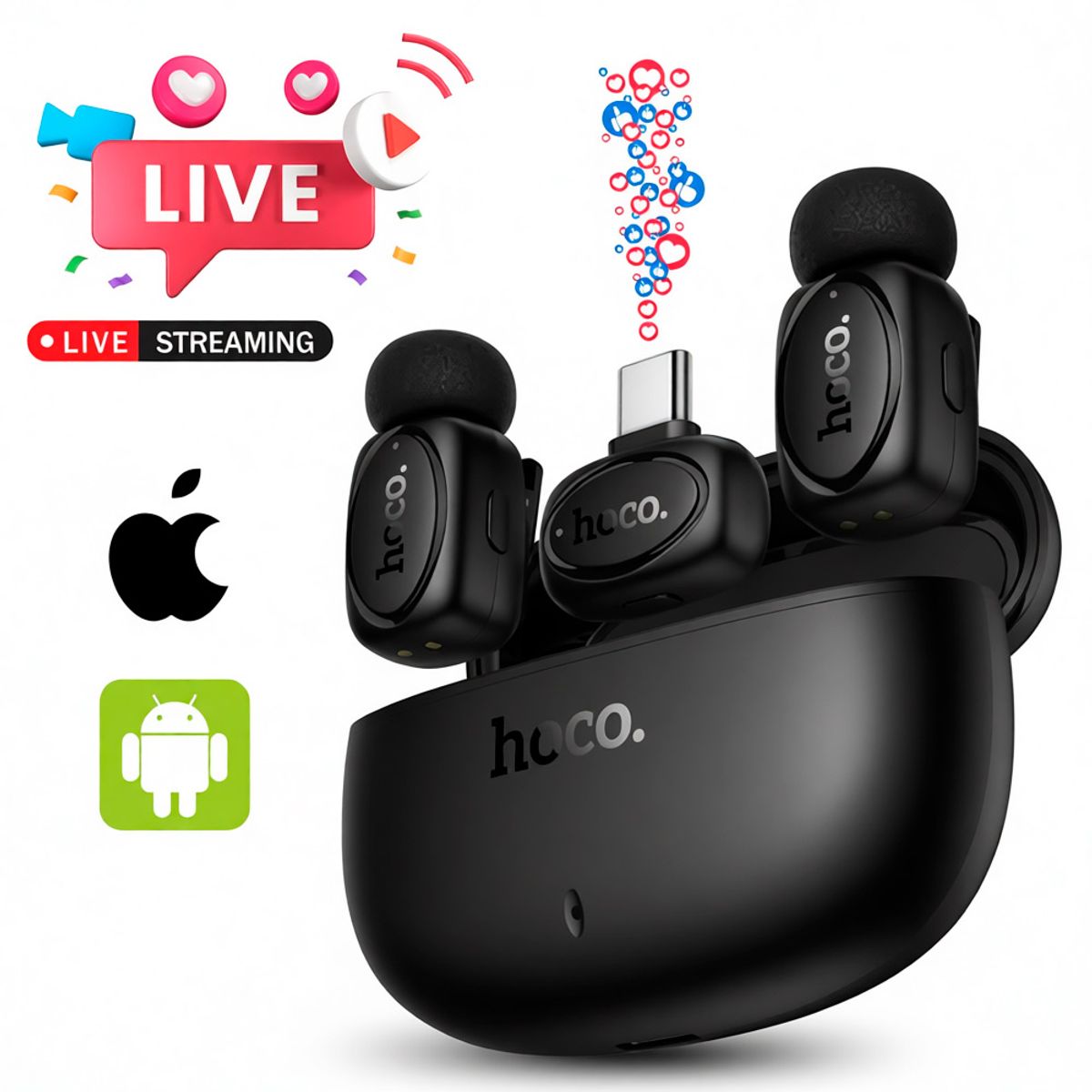 HOCO - Hoco L19 Microfono Dual Tipo C- Ip Captador De Sonido Hd 360
