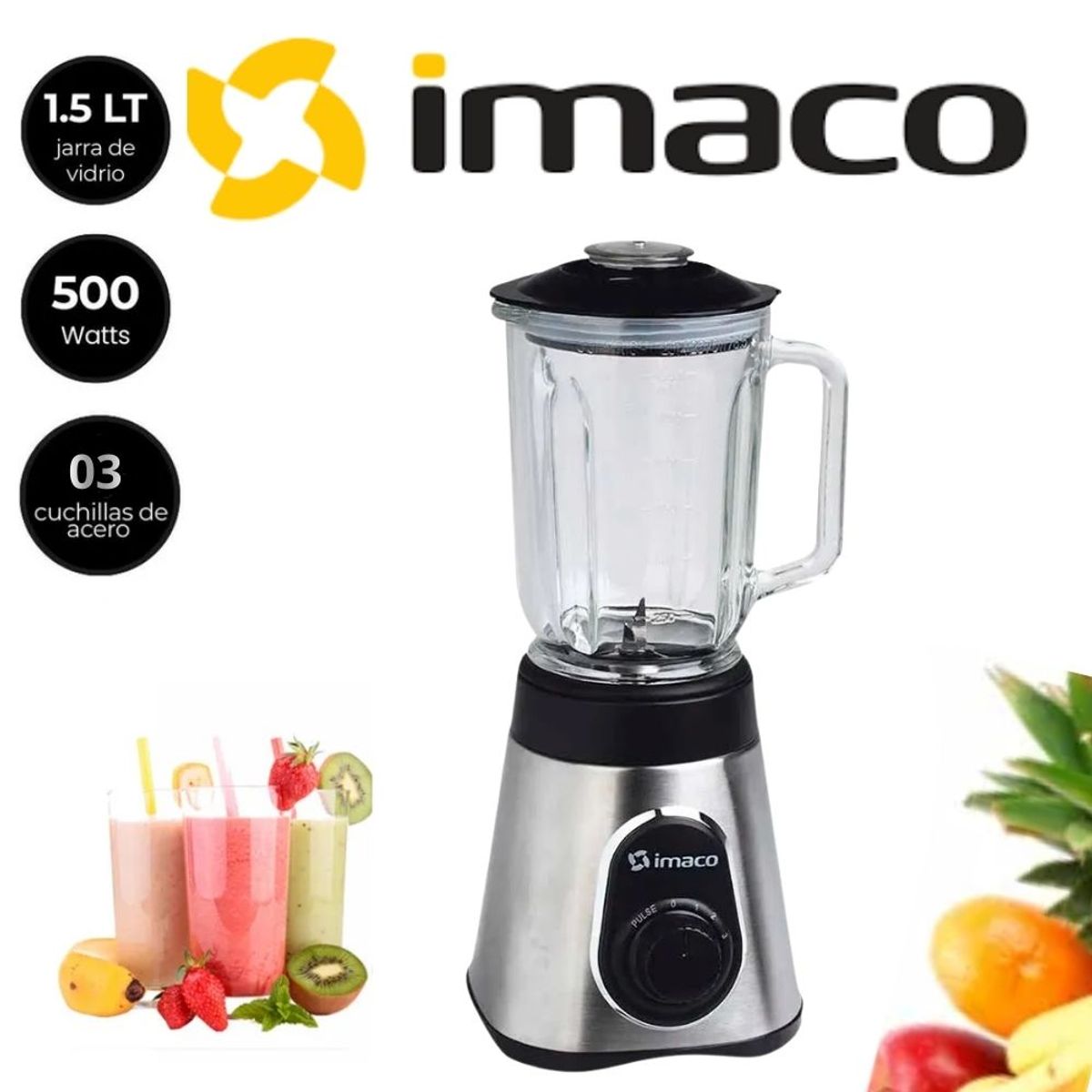 Imaco - LICUADORA 1.5LT IMACO 3 VELOCIDADES COLOR PLATEADO MOD BLS3515