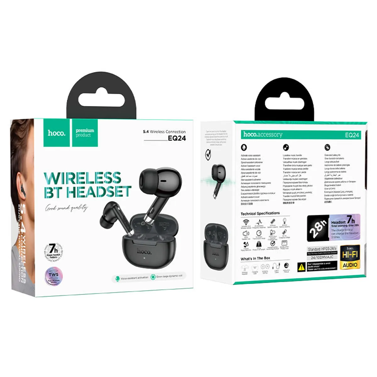 HOCO - Audífonos Inalámbricos HOCO EQ24 Estrella - TWS - Bluetooth 5.4 - Hasta 28H de Uso