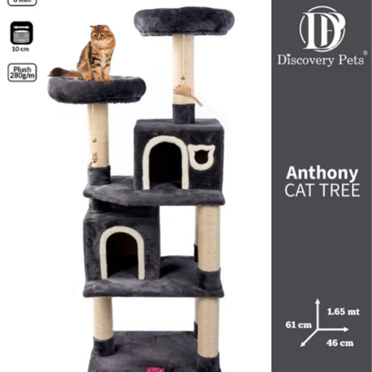 DISCOVERY PETS - GIMNASIO  ARBOL PARA GATOS - MULTINIVEL - GRIS OSCURO