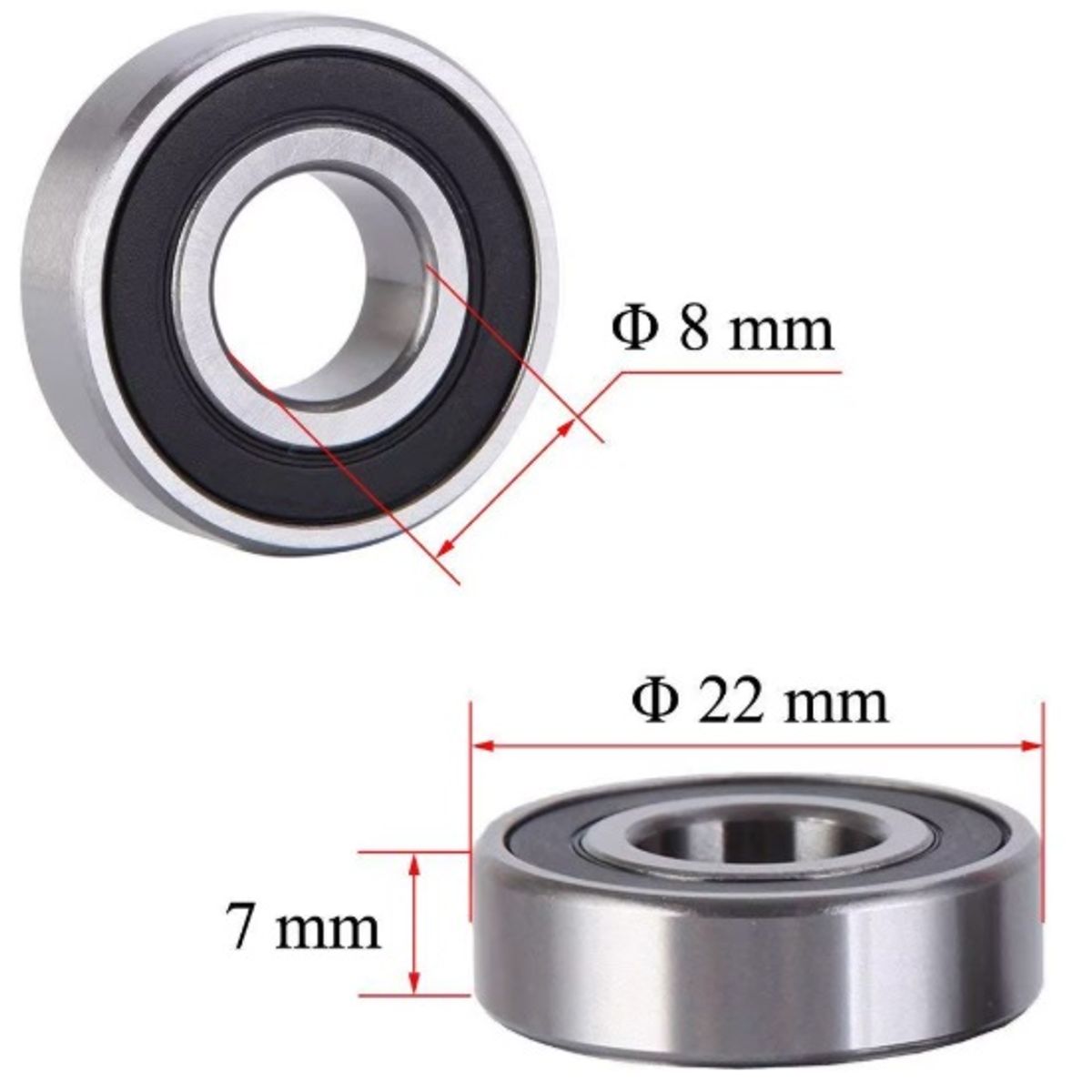 GENERICO - Rodamientos Rígidos de Bolas 608RS  8x22x7 mm pack 5 unidades