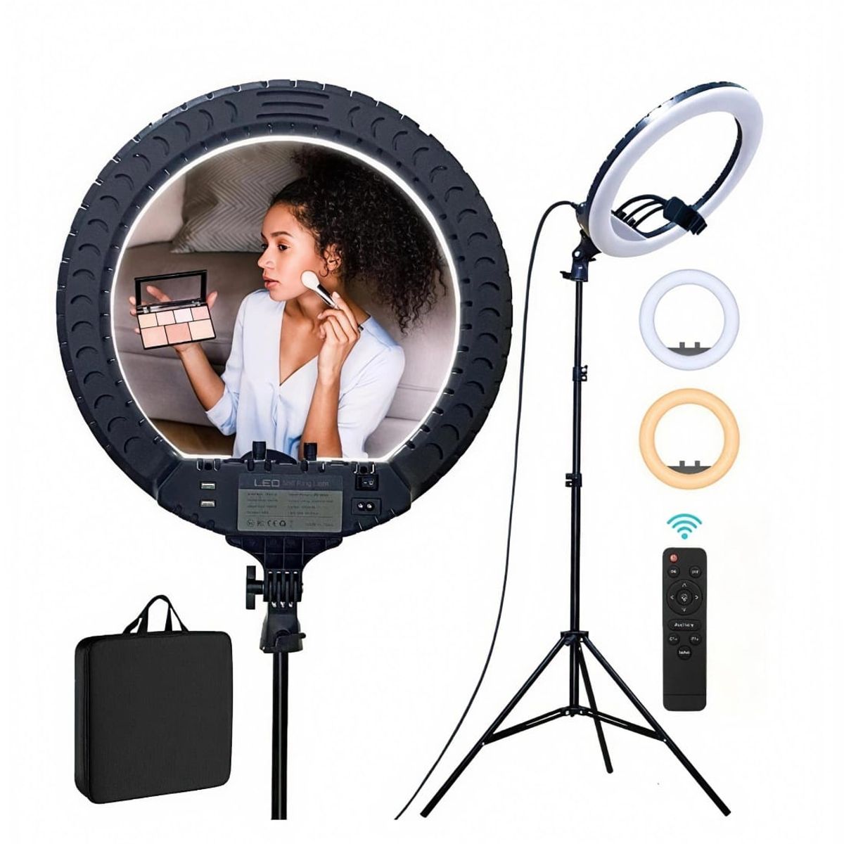 GENERICO - Aro de Luz LED Profesional 45cm con Trípode, Control Remoto y Soporte para 3 Celulares