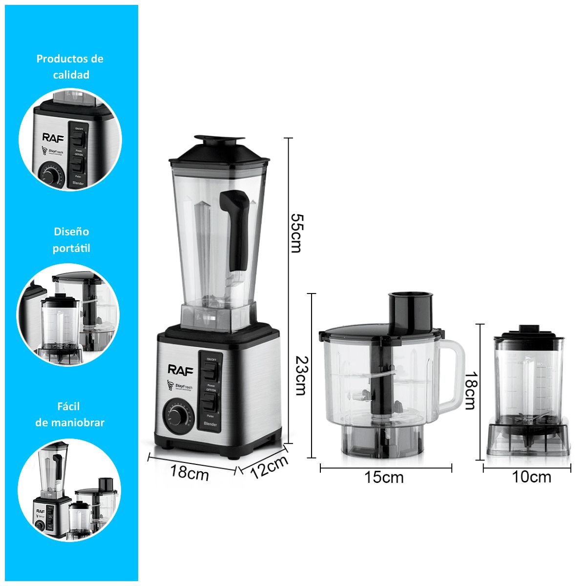 GENERICO - Licuadora 3en1 3L color gris