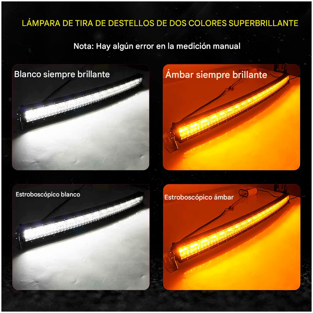 GENERICO - Luces LED Barra 70CM Recto Multivoltaje 240W Luz Ambar-Blanco