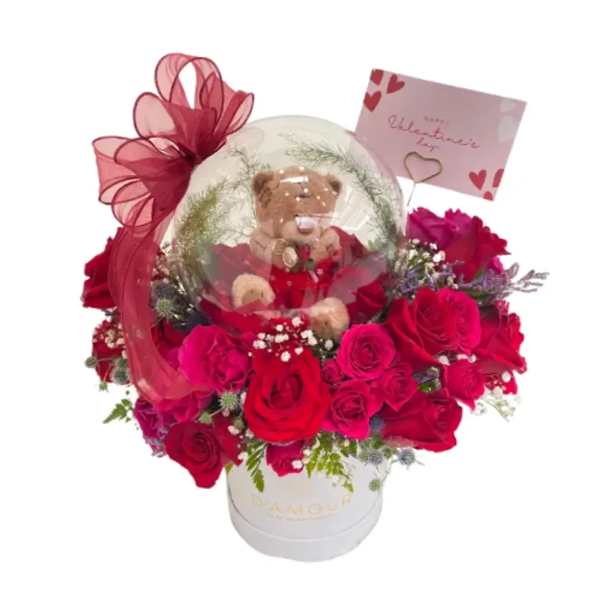 Box Burbuja De Rosas Y Teddy, marca D'AMOUR - Foto Principal
