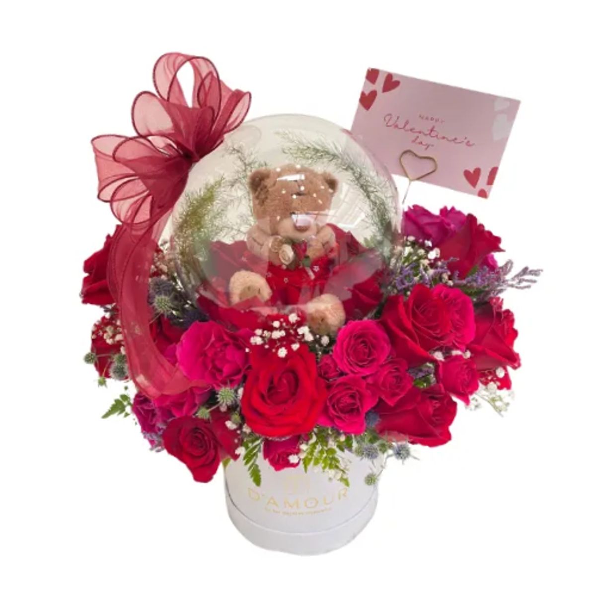 Box Burbuja De Rosas Y Teddy, marca D'AMOUR - Foto Principal