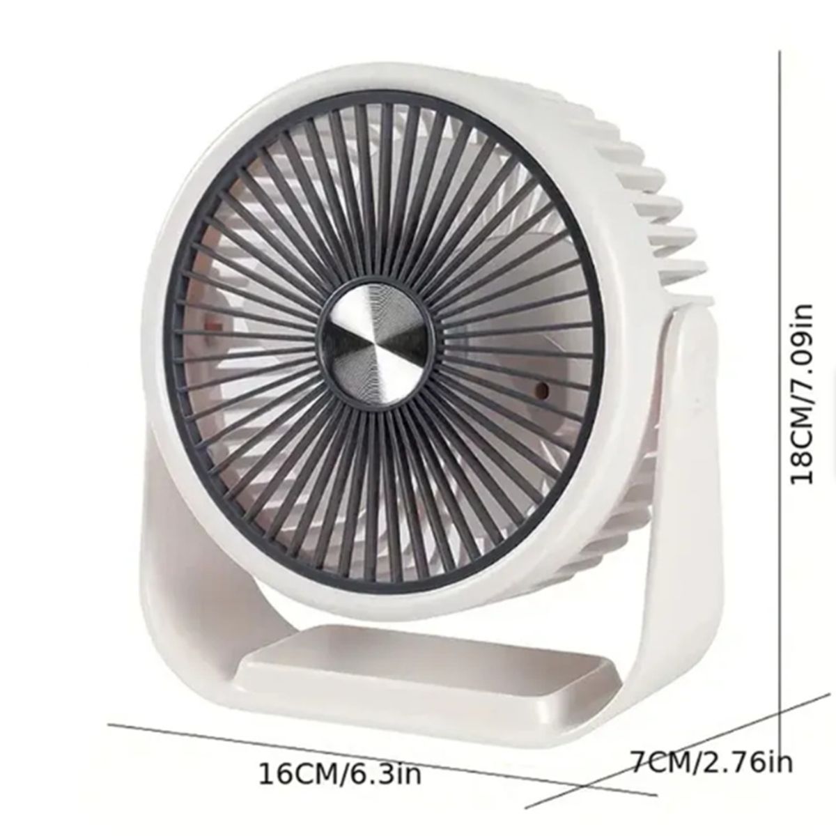 SEISA - Ventilador para  escritorio de 3 velocidades Recargable 16x18 cm