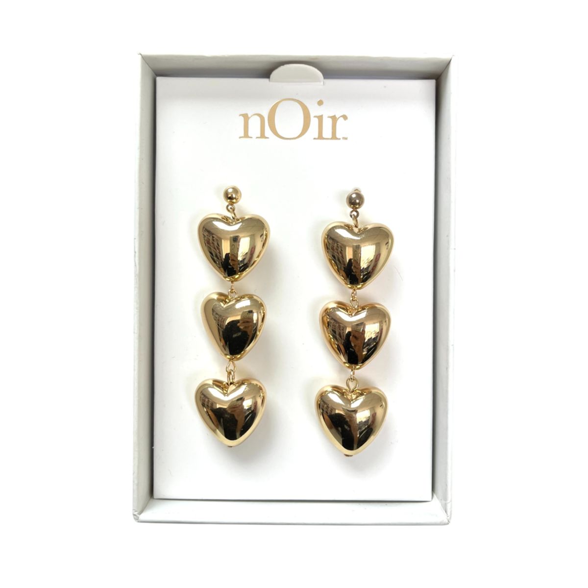 GENERICO - elegantes aretes dorados corazon noir