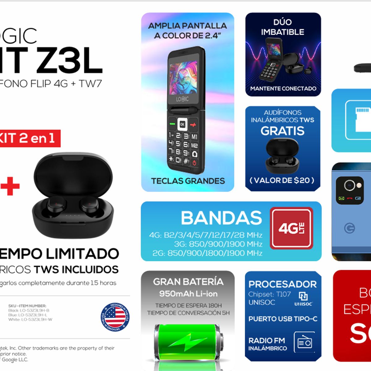 LOGIC Z3L KIT DUAL SIM - NEGRO LOGIC | Falabella Perú