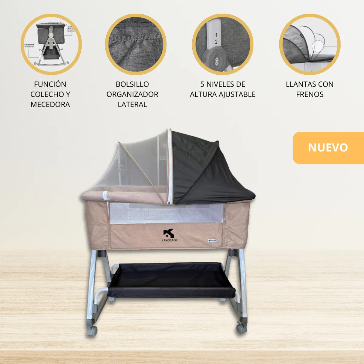 EBABY - Cuna Colecho para Bebé «DIMI» geige