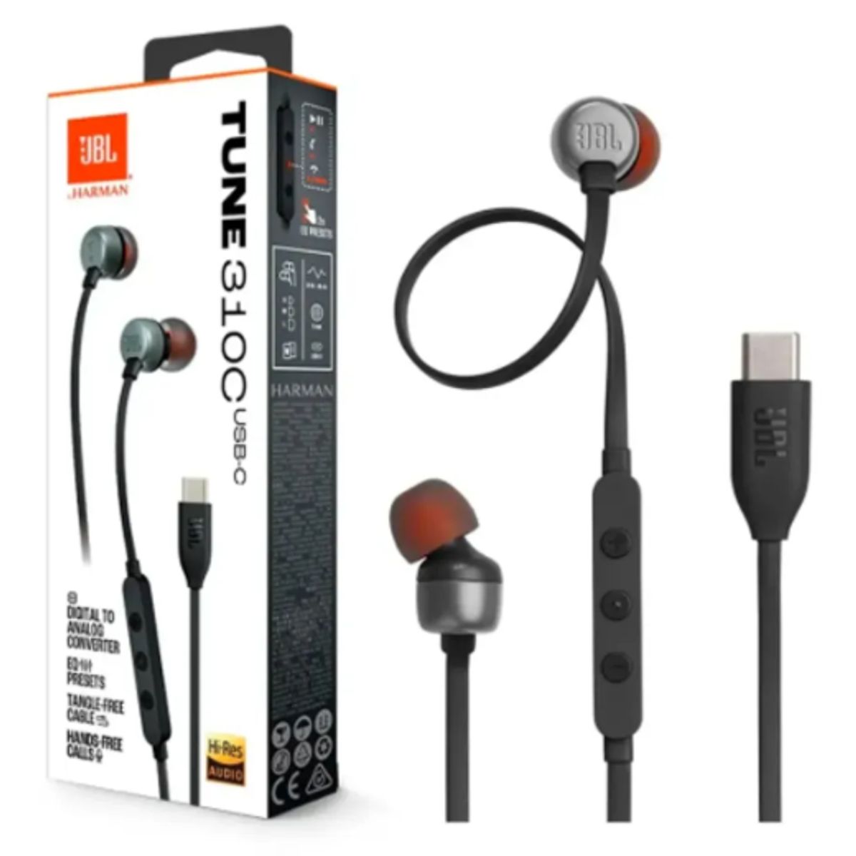 JBL - Audifono cable JBL tune 310 ubs-c negro