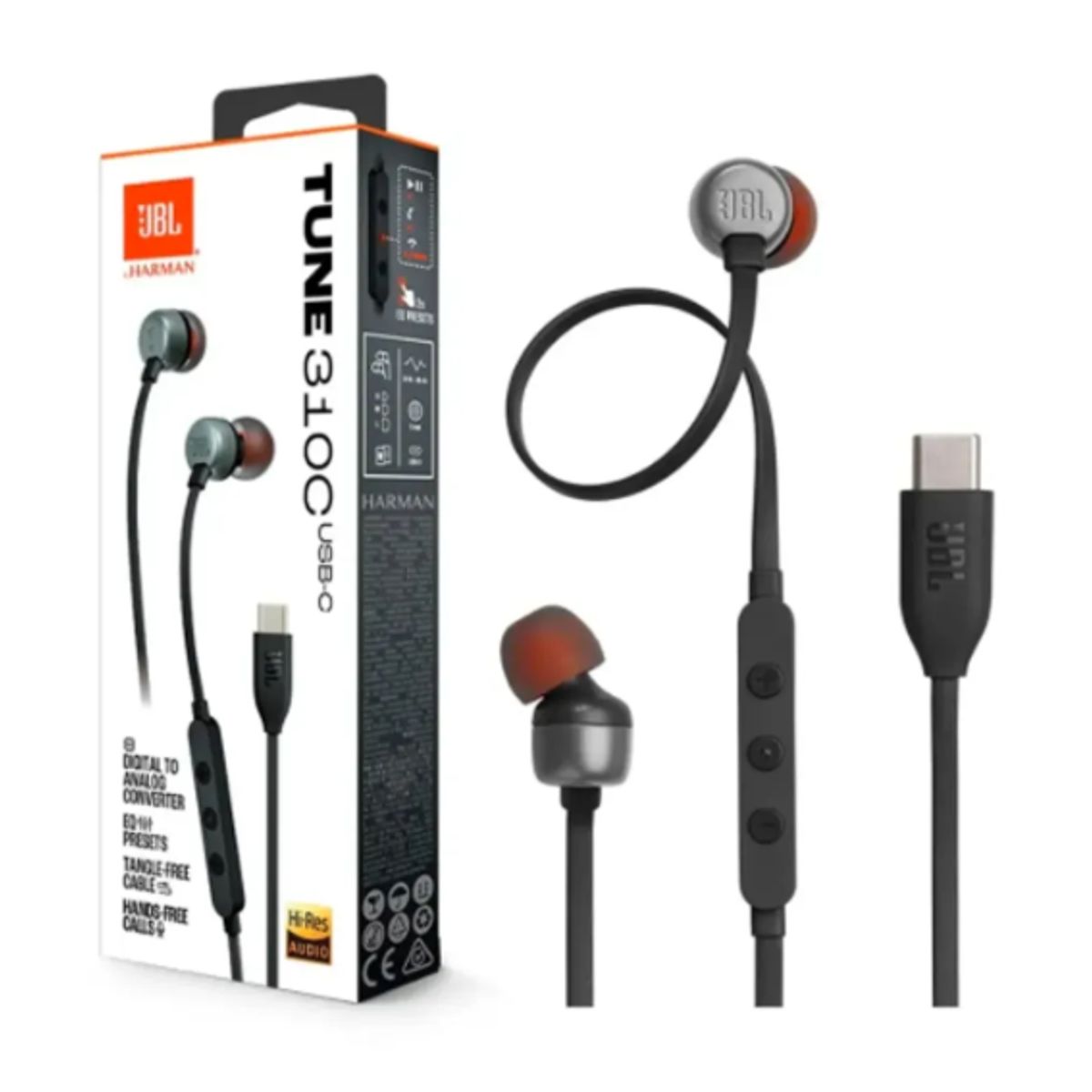 JBL - Audifono cable JBL tune 310 ubs-c negro