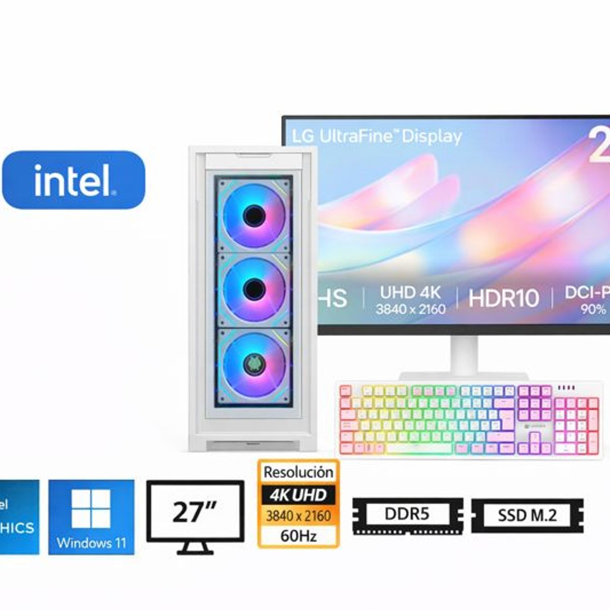 INTEL - Computadora Enovu Core Ultra 7 265 16GB 512GB SSD 27" Intel UHD Windows 11 Pro