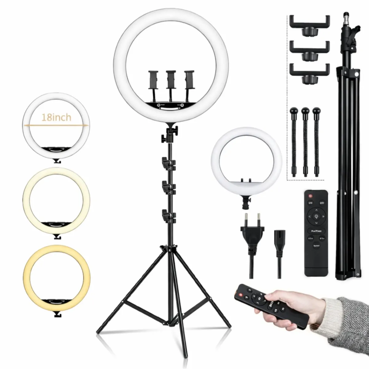 GENERICO - ARO ANILLO LUZ LED DE 45 CM FOTOGRAFÍA Y VIDEO + TRÍPODE + CONTROL