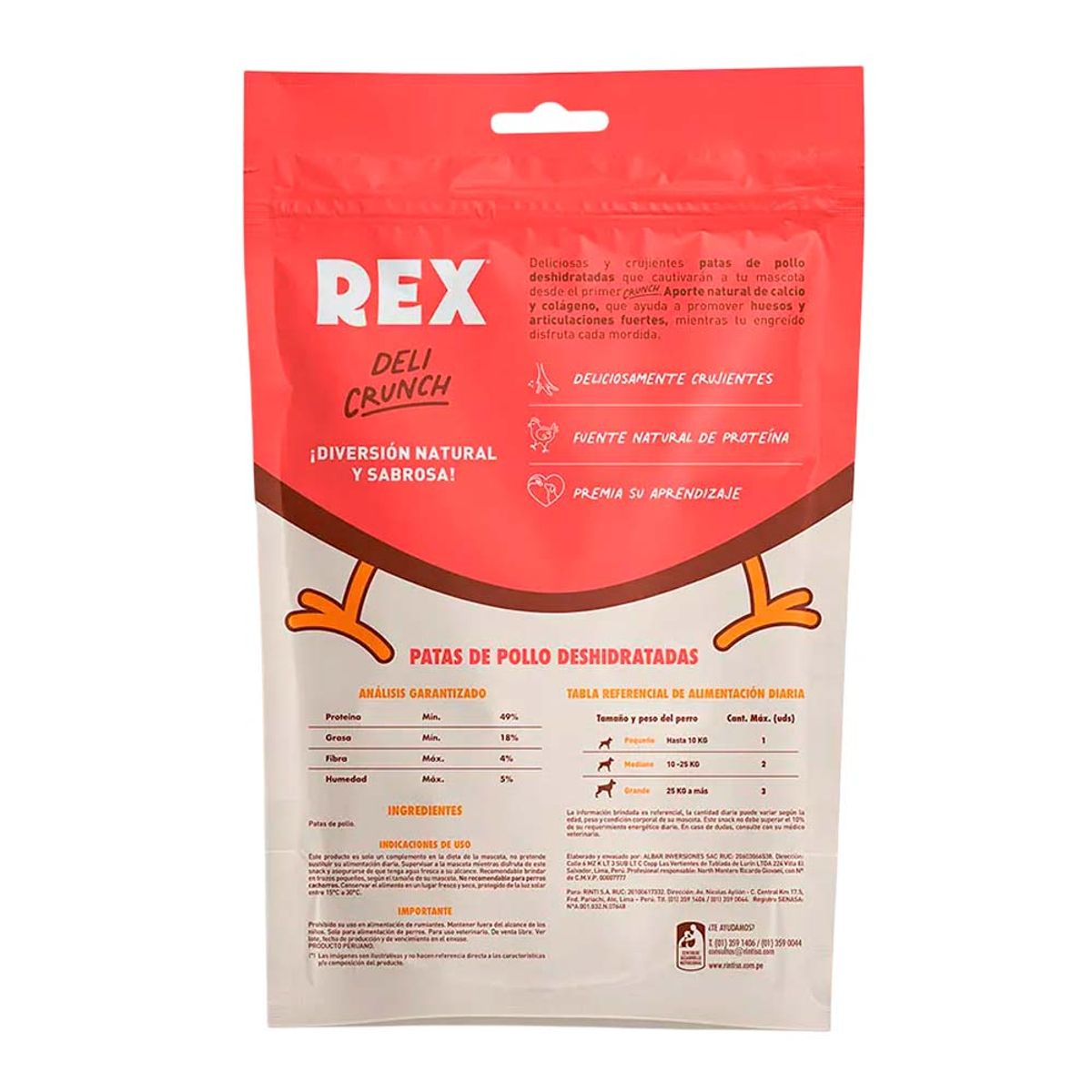 GENERICO - Patas de Pollo Deshidratadas Perro Rex Deli Crunch 130 g
